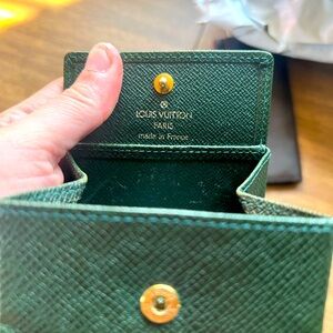 Vintage Louis Vuitton Taiga Green Leather Coin Case Coin Holder Coin